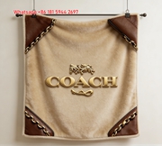 Coach Gold Logo Leather Chain Flannel Throw Blanket for Sofa and Wall Decor C373